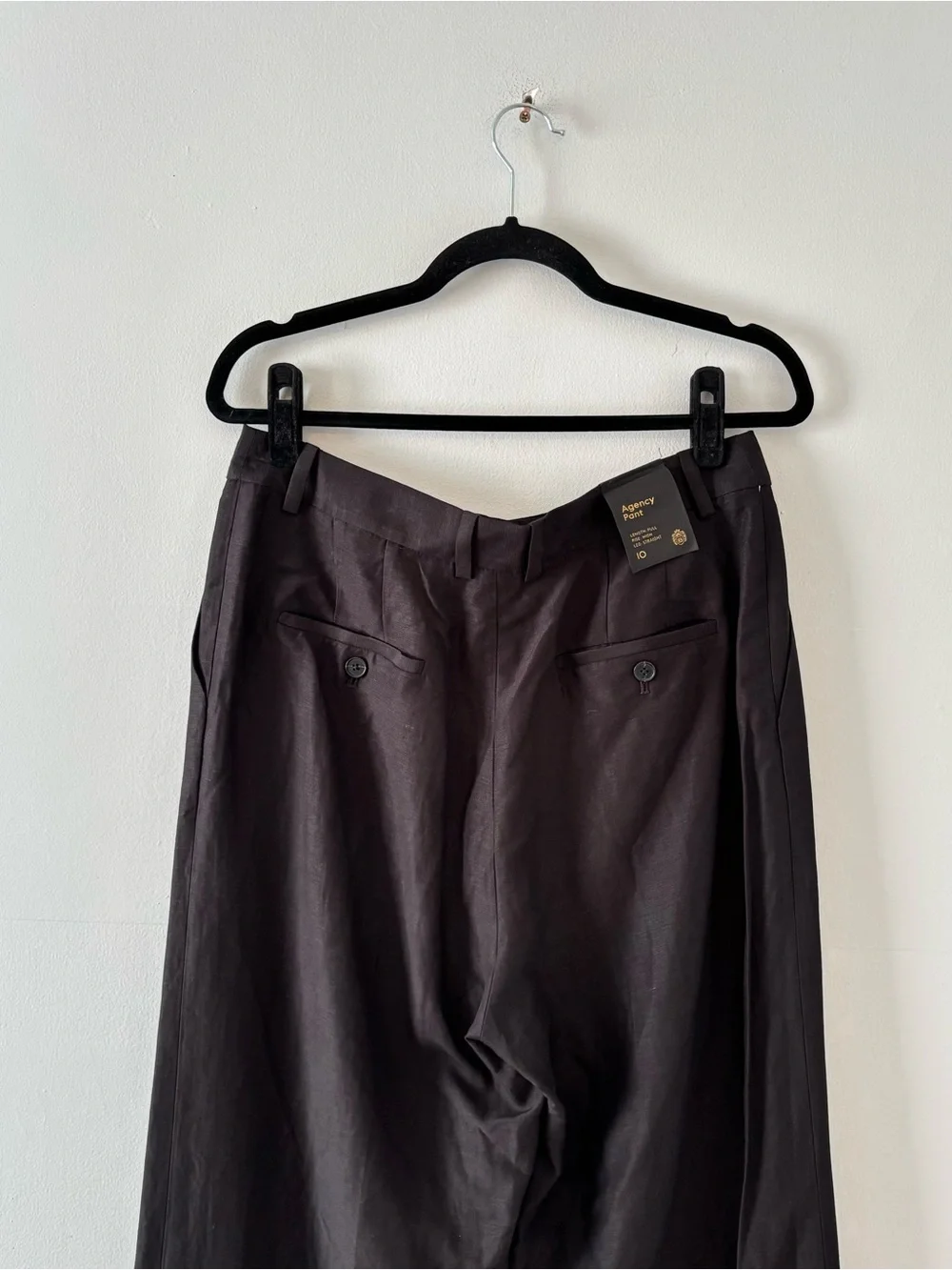 Babaton NWT Agency Linen Pant Black High-Rise Tailored Trousers Luxe Aritzia